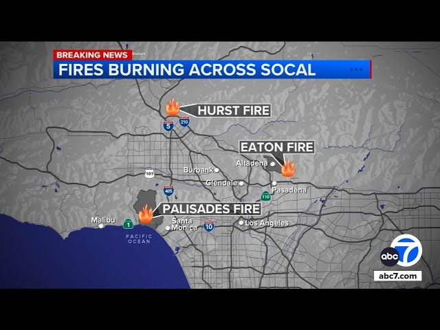 ⁣3 major brush fires burning across SoCal amid extreme windstorm