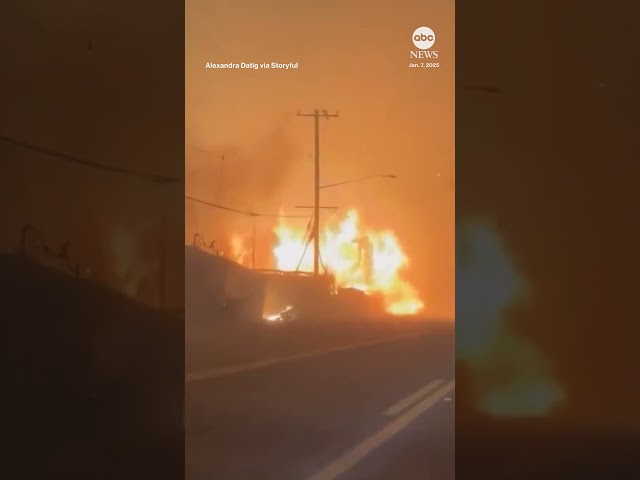 ⁣Wildfire consumes structures along Pacific Coast Highway