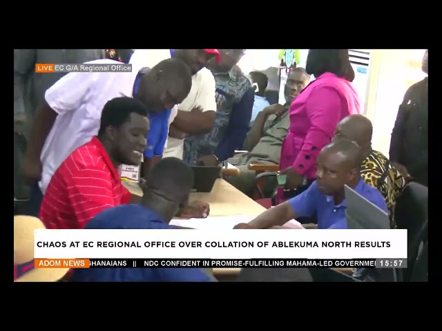 ⁣Chaos at EC Regional Office over collation of Ablekuma North Results - Kasee Tau on Adom TV