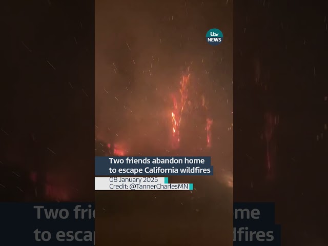 ⁣Two friends abandon home to escape California wildfires #itvnews #wildfires #losangeles