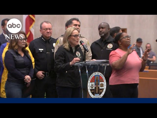 ⁣Officials give update on California wildfires burning across Southern California