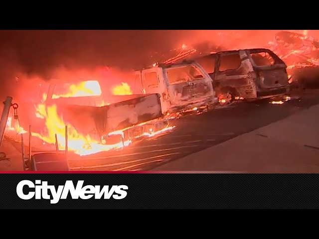 ⁣Wildfires roll through Los Angeles burning homes and forcing evacuations