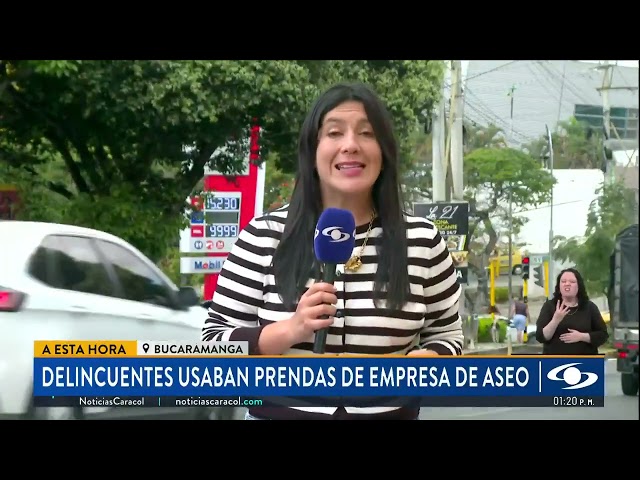 ⁣Buscan a delincuentes que robaban usando prendas de una empresa de aseo en Bucaramanga