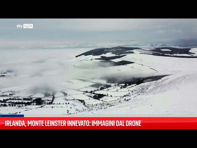 ⁣Irlanda, immagini dal drone del Monte Leinster innevato