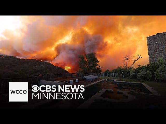 ⁣Wind storm intensifies growing wildfires in California