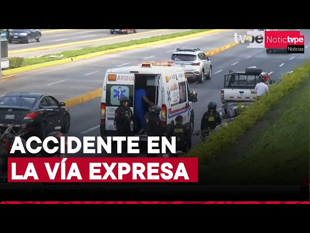 ⁣Cercado de Lima: reportan dos mujeres heridas tras accidente en la vía Expresa