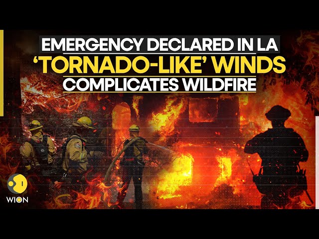 ⁣California Wildfire LIVE: Emergency Declared in LA as Tornado-like Winds Worsen Wildfire Crisis