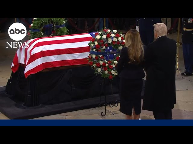 ⁣Donald and Melania Trump pay respects to Jimmy Carter as 39th president lies in state at Capitol