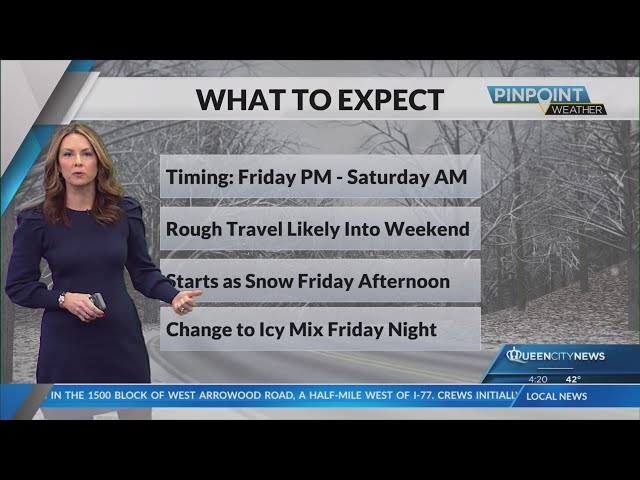 ⁣First look at potential snow, ice totals for Friday and Saturday winter storm