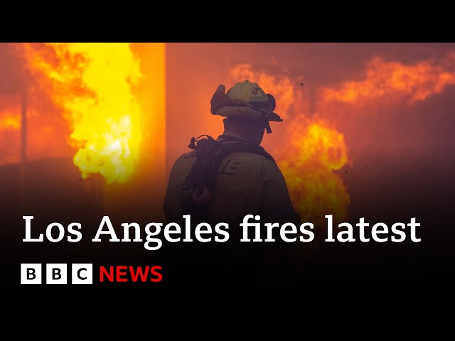 ⁣LA fires: Death toll rises to five as new fire erupts in Hollywood Hills | BBC News