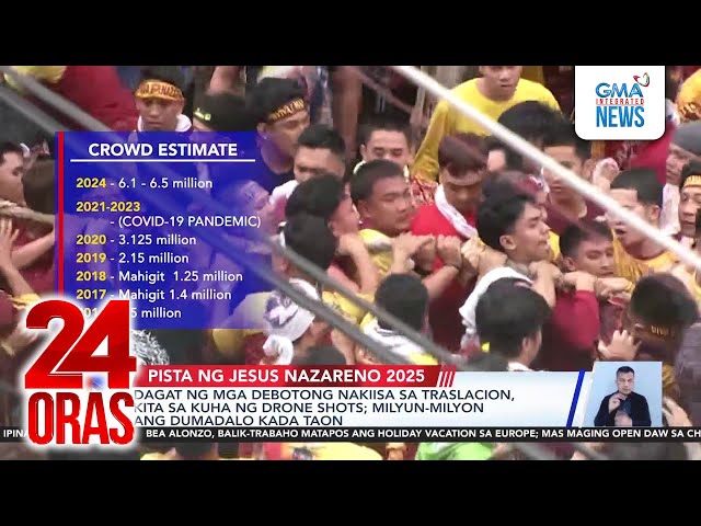 ⁣Dagat ng mga debotong nakiisa sa Traslacion, kita sa kuha ng drone shots; milyun-milyon... | 24 Oras