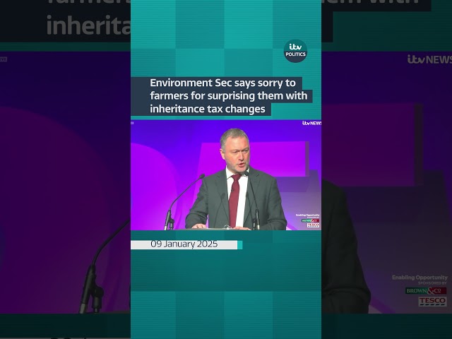 ⁣Environment Sec says sorry to farmers for surprising them with inheritance tax changes #itvnews