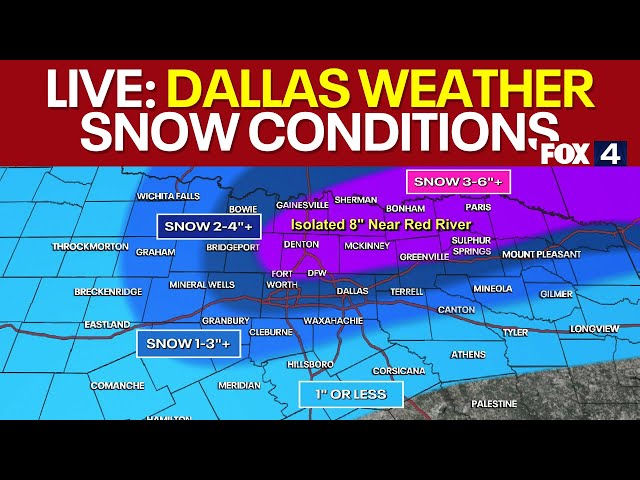 ⁣LIVE: DFW snow forecast, school closures, timing, road conditions, and how much snow to expect