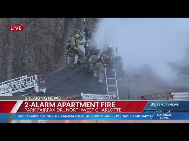 ⁣Two-alarm fire burning at northwest Charlotte apartments: CFD