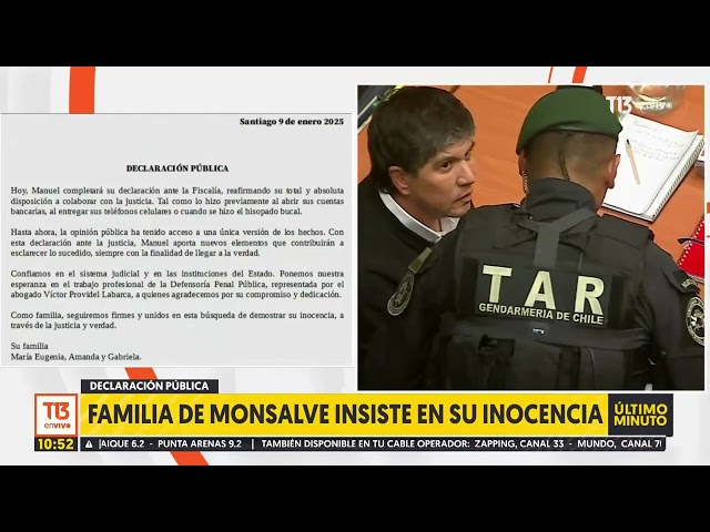 ⁣Familia de Monsalve entrega declaración pública