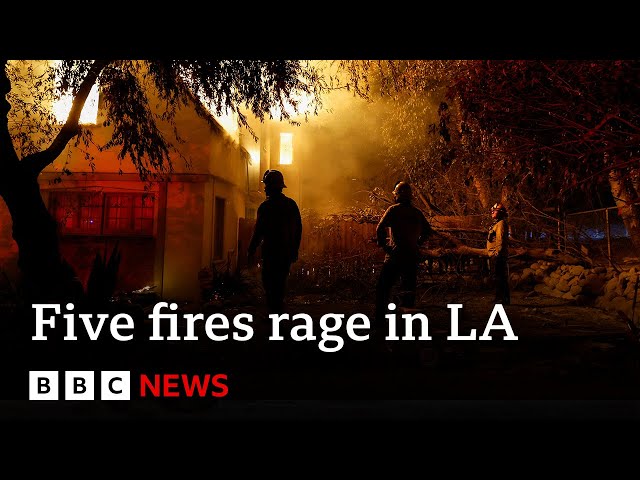 ⁣At least five wildfires raging in Los Angeles | BBC News