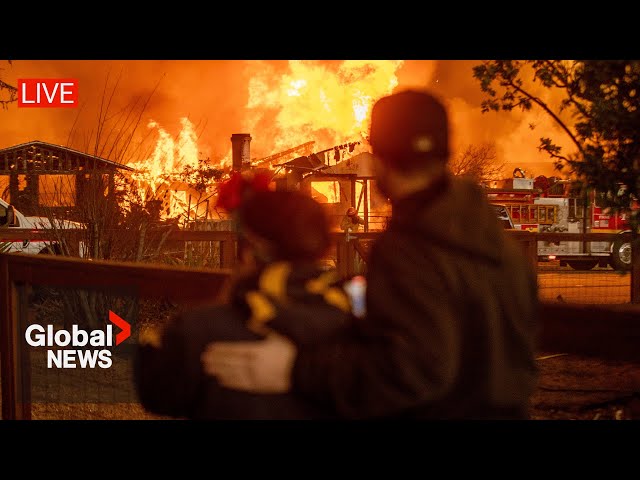 ⁣LA wildfires: Authorities provide update as flames threaten Hollywood sign | LIVE