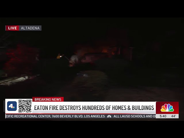 ⁣Eaton Fire in Altadena destroys hundreds of homes and buildings