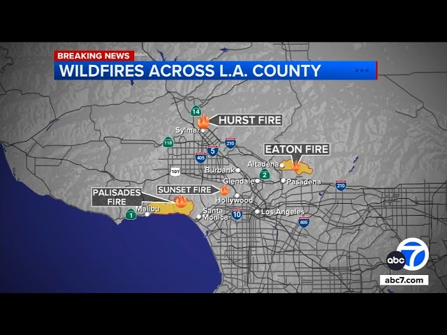 ⁣Latest on the wildfires burning across Los Angeles County