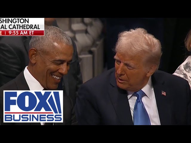 ⁣Trump makes Obama laugh ahead of Jimmy Carter's funeral service