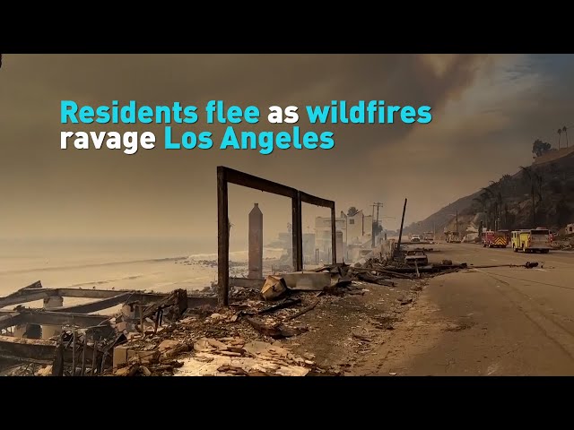 ⁣Residents flee as wildfires ravage Los Angeles