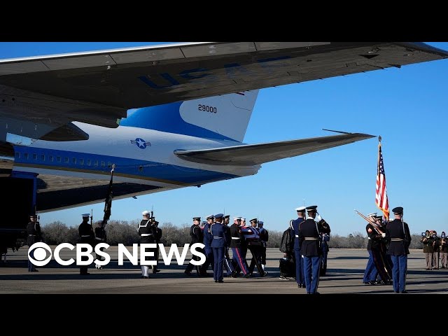 ⁣Jimmy Carter's casket arrives in Georgia for private funeral, final goodbye