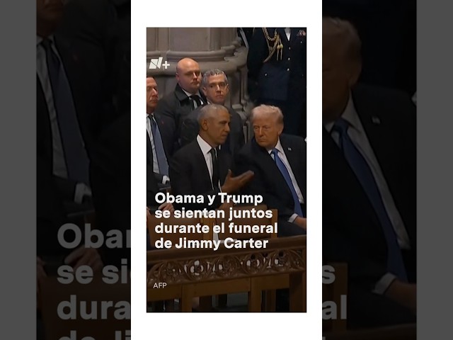 ⁣Obama y Trump se sientan juntos durante el funeral de Jimmy Carter #nmas #shorts #jimmycarter