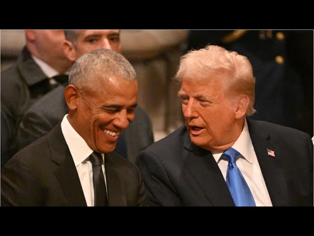 ⁣Donald Trump and Barack Obama share friendly moment during Jimmy Carter’s funeral