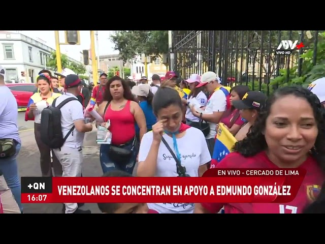 ⁣Venezolanos en Perú se concentran en embajada en apoyo de Edmundo González