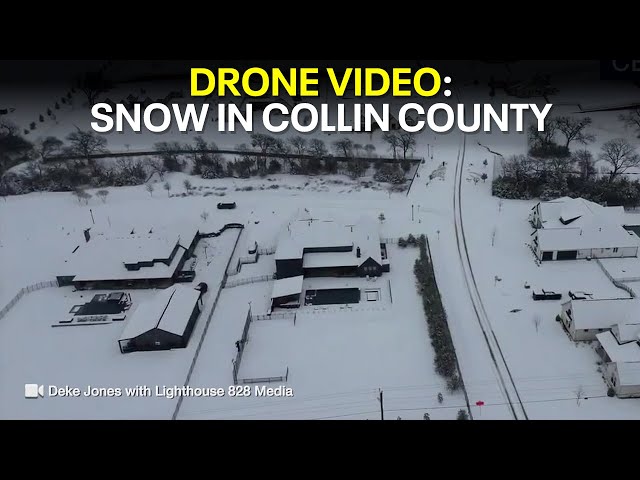 ⁣Drone footage: Collin County snow