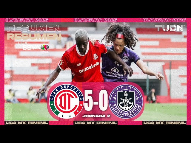 ⁣Resumen y goles | Toluca 5-0 Mazatlán | Liga MX Femenil - J2 CL2025 | TUDN