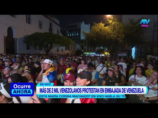 ⁣Más de 2 mil personas protestan en embajada de Venezuela