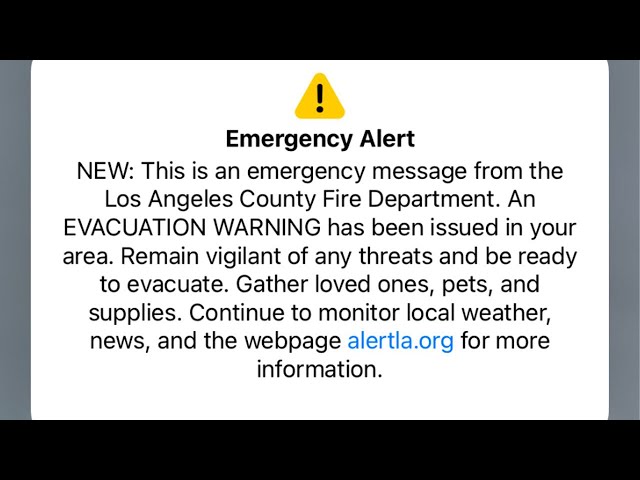 ⁣Evacuation warning emergency alert was sent in error across LA County