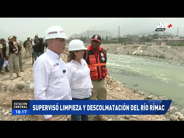 ⁣Dina Bolaurte supervisó limpieza y descolmatación del Río Rímac