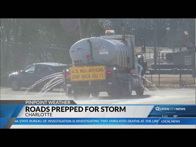 ⁣NCDOT crews prepare Charlotte roads for snow and ice