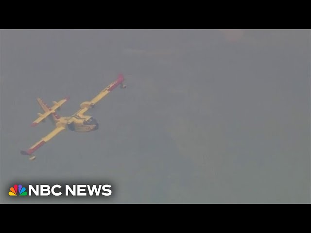 ⁣Firefighting aircraft hit by drone