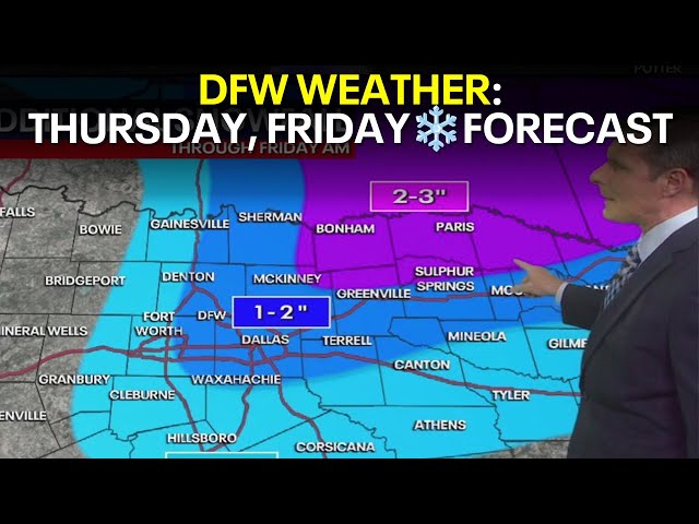 ⁣Dallas weather: Snow forecast Thursday night, Friday morning