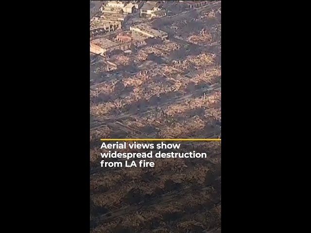 ⁣Aerial views show widespread destruction from LA fire | AJ #shorts