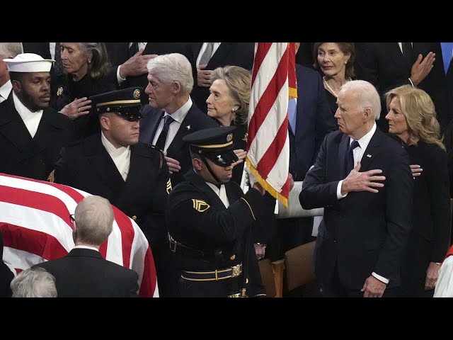 ⁣Former U.S. presidents sit together to honour Jimmy Carter