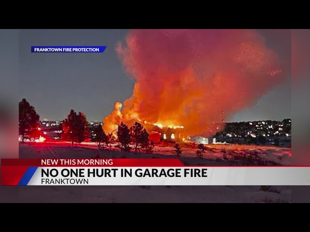 ⁣Franktown garage consumed by flames after fire Thursday night