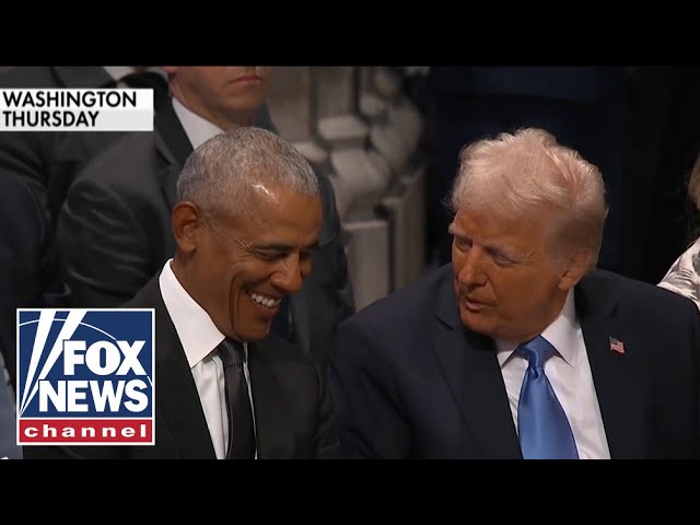 ⁣'Did you see Kamala?!': Hosts react to Trump and Obama's friendly chat