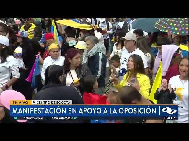 ⁣Venezolanos se han congregado en Bogotá y Medellín para apoyar a la oposición