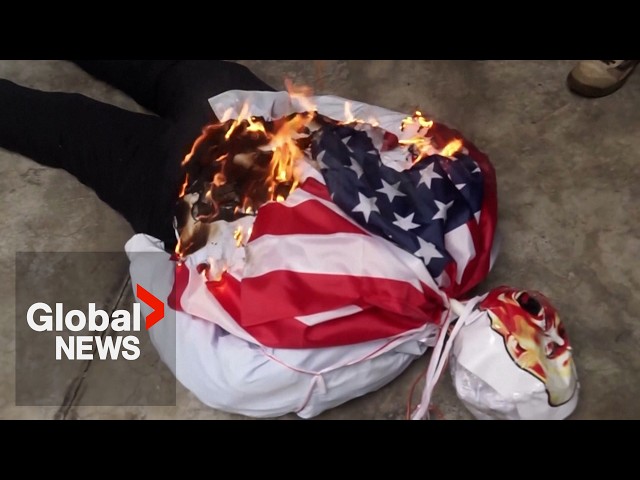 ⁣Protesters burn Trump effigy over threat to take control of Panama Canal