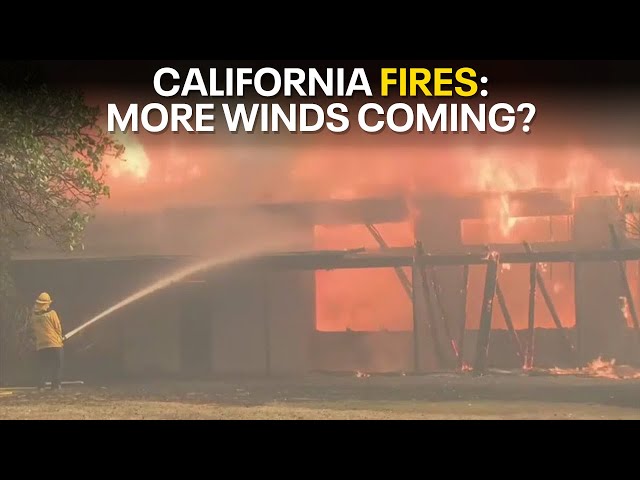 ⁣California fires: 35,000 acres burned, more strong winds next week