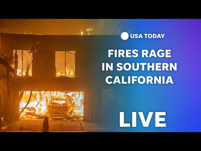 ⁣Watch live: Fires rage in Southern California