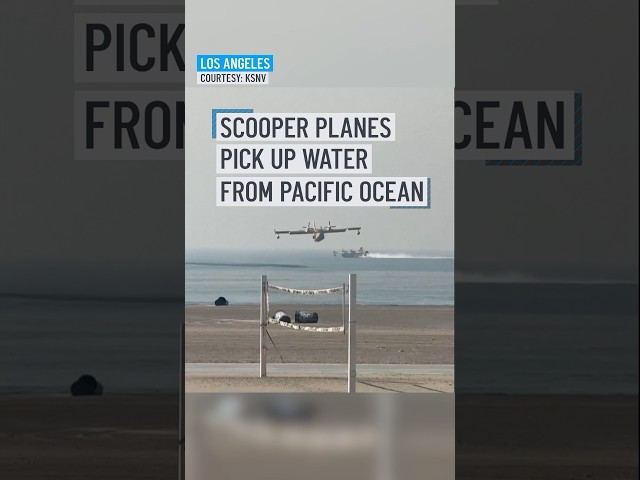 ⁣Scooper planes pick up water in Pacific Ocean