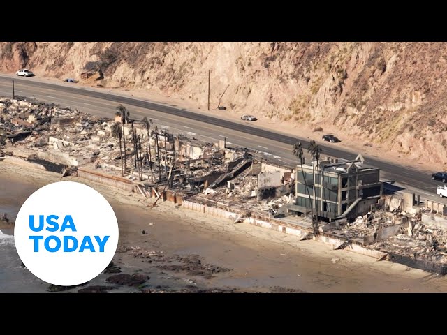 ⁣USA TODAY photographer in a helicopter captures fire damage in Malibu | USA TODAY