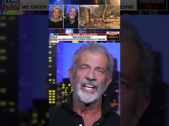 ⁣Mel Gibson reacts after losing his home in California wildfire