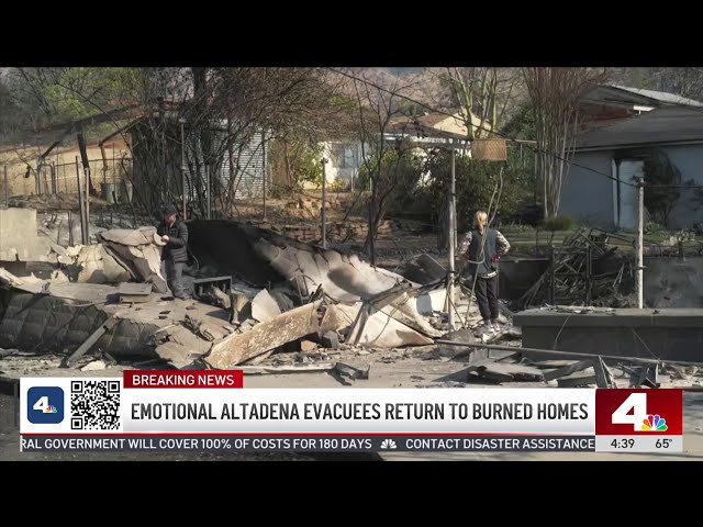 ⁣Couple emotional after returning to burned home in Altadena