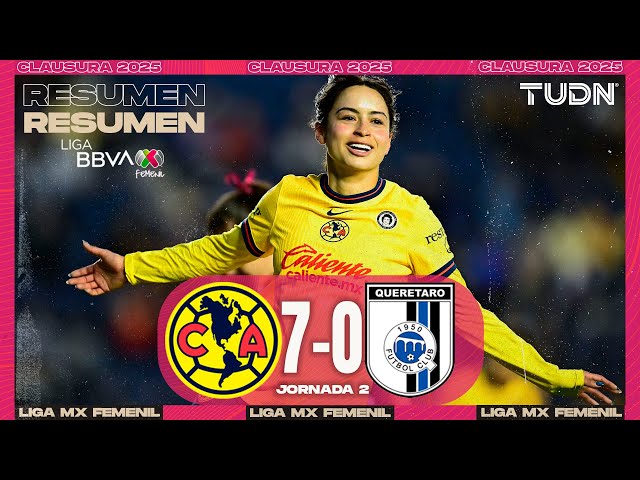 ⁣Resumen y goles | América 7-0 Querétaro | Liga MX Femenil - J2 CL2025 | TUDN